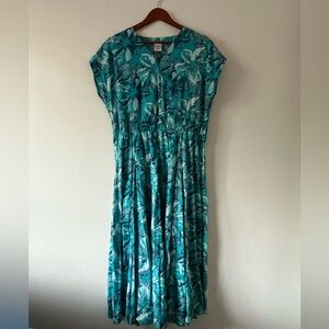 Vintage Tropical Floral Print Maxi Dress